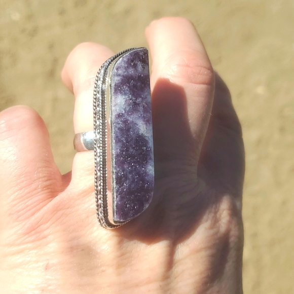 New Oversized Lepidolite 925 Silver Statement Ring. - Picture 9 of 15